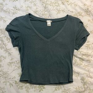 Bozzolo Green Fitted Crop Tee